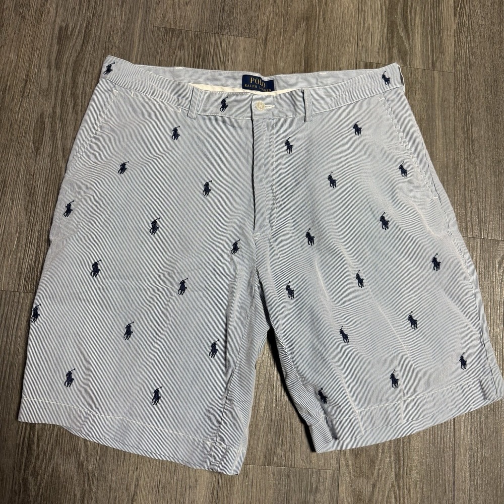 Polo Ralph Lauren Shorts Mens 34 All Over Pony Chino Classic Preppy